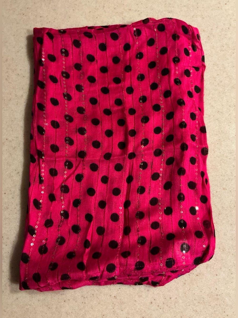 Fuchsia Polka Dot Sequin Scarf - Women